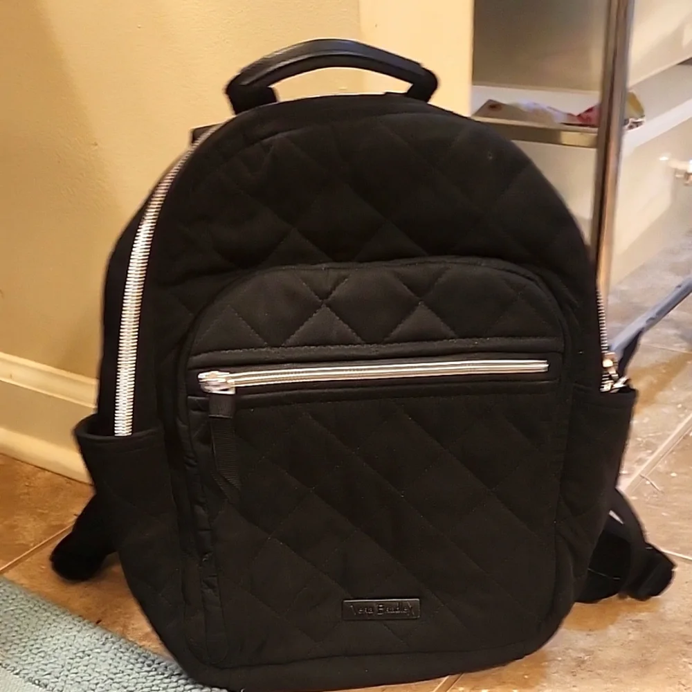 Black Quilted Backpack - Picture 1 of 5